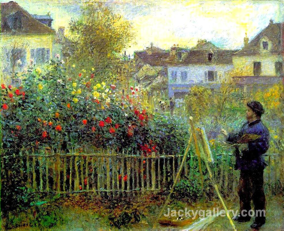 Monet painting in his garden at Argenteuil by Claude Monet paintings reproduction - Click Image to Close